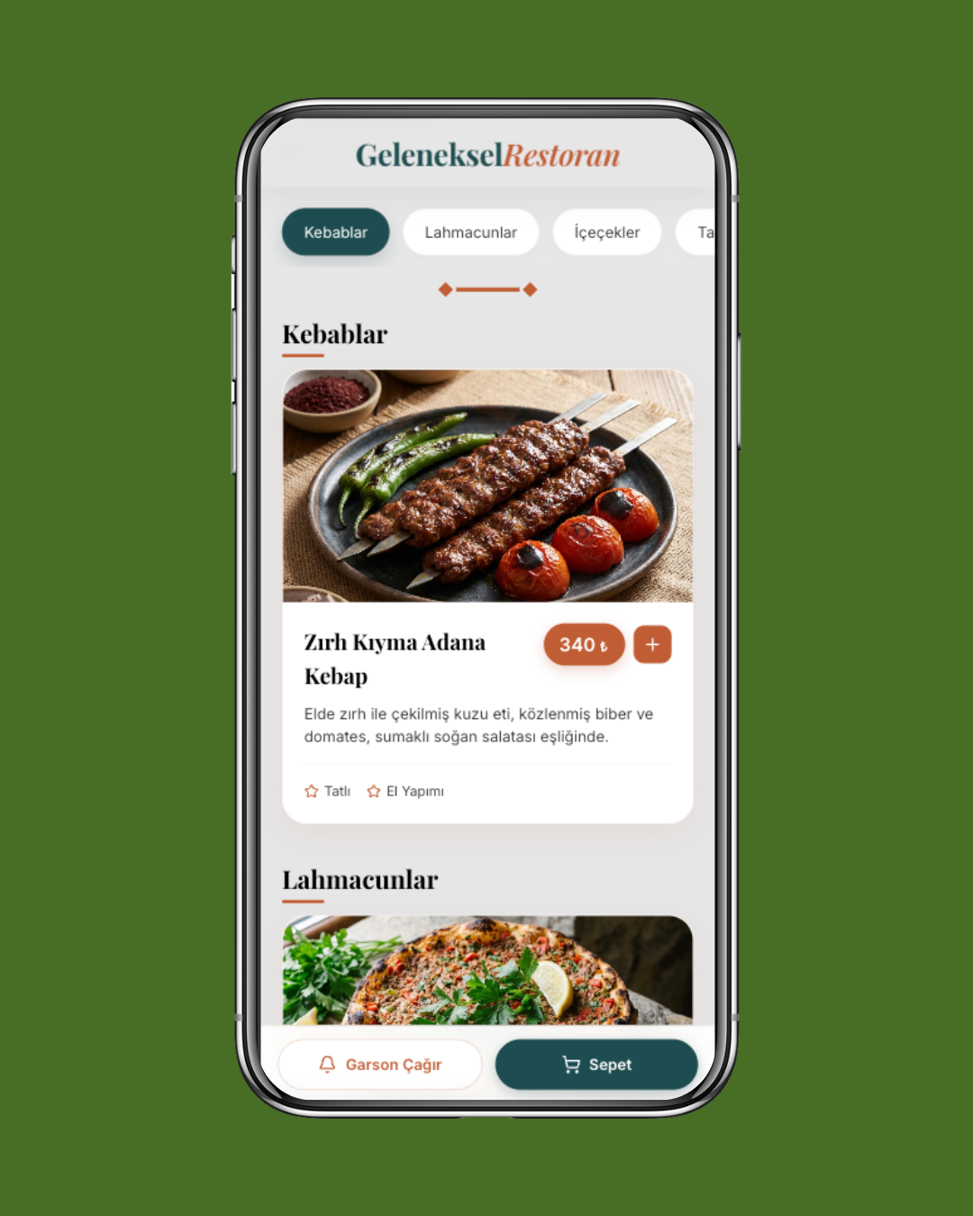 Geleneksel QR menü sablonu - burger ve fast-casual restoranlar için